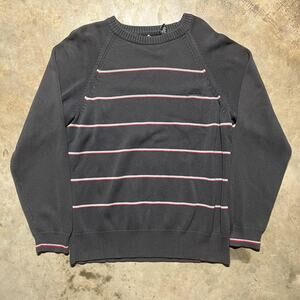Vintage Y2k TransNine Skateboarding Grey Striped Sweater